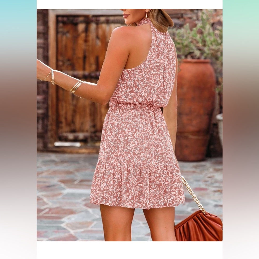 Summer floral sun dress pink Size small - Picture 2 of 4